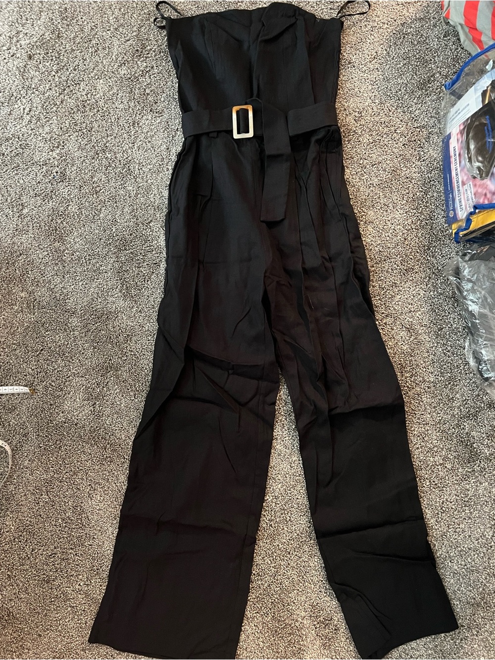NWT Monteau Strapless Black Wide-Leg Jumpsuit with Buckle Belt - Picture 2 of 4